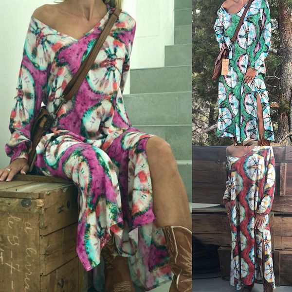 spring autumn women floral print long sleeve side slit v-neck dress women outwear, Black;gray
spring autumn women floral print long sleeve side slit v-neck dress women outwear, Black;gray
