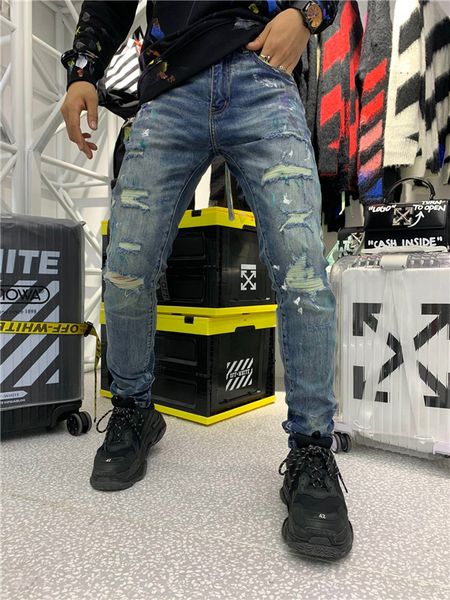 brand new mens jeans distressed ripped biker jeans slim fit motorcycle biker denim jeans 2019 fashion designer pants1, Blue
brand new mens jeans distressed ripped biker jeans slim fit motorcycle biker denim jeans 2019 fashion designer pants1, Blue