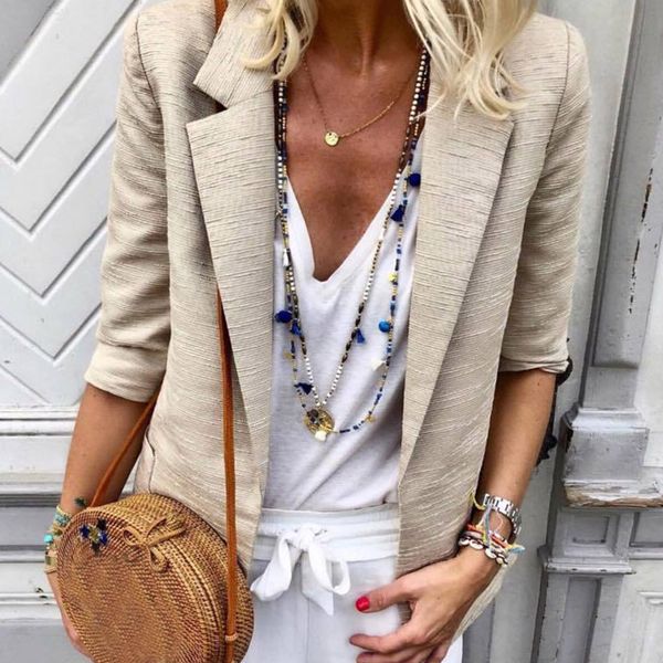 2019 spring fashion blazer jacket women suit solid work blazers long sleeve mujer autumn casual female outerwear new, White;black
2019 spring fashion blazer jacket women suit solid work blazers long sleeve mujer autumn casual female outerwear new, White;black