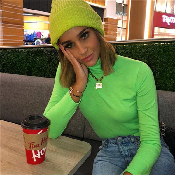solid color designer tshirts women casual street style slim long sleeved high collar pullover tshirts fashion womens tees, White
solid color designer tshirts women casual street style slim long sleeved high collar pullover tshirts fashion womens tees, White