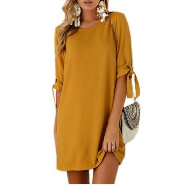 Oufisun Summer Solid Bow Half Sleeve Women Dress New Causal O -Neck Loose Dresses Fashion Elegant Loose Female Mini Dress
Oufisun Summer Solid Bow Half Sleeve Women Dress New Causal O -Neck Loose Dresses Fashion Elegant Loose Female Mini Dress