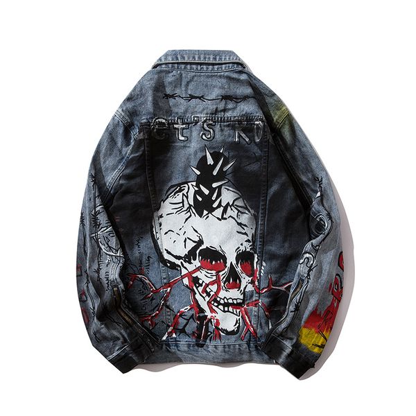 unique mens designer printed denim jackets ripped fashion slim fit streetwear motorcycle biker epaulet blue jeans jacket coat yp3399, Black;brown 
unique mens designer printed denim jackets ripped fashion slim fit streetwear motorcycle biker epaulet blue jeans jacket coat yp3399, Black;brown