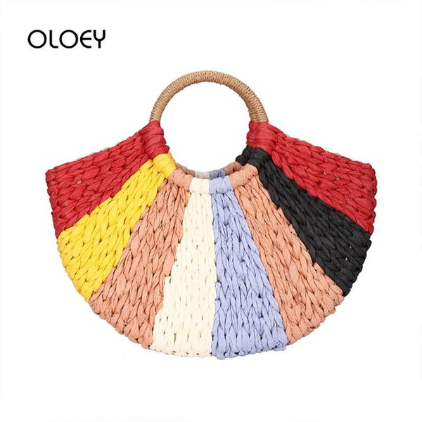 summer women handbags 2020 new hand-woven semicircular colorful straw bags beach travel bags female totes bag sac
summer women handbags 2020 new hand-woven semicircular colorful straw bags beach travel bags female totes bag sac