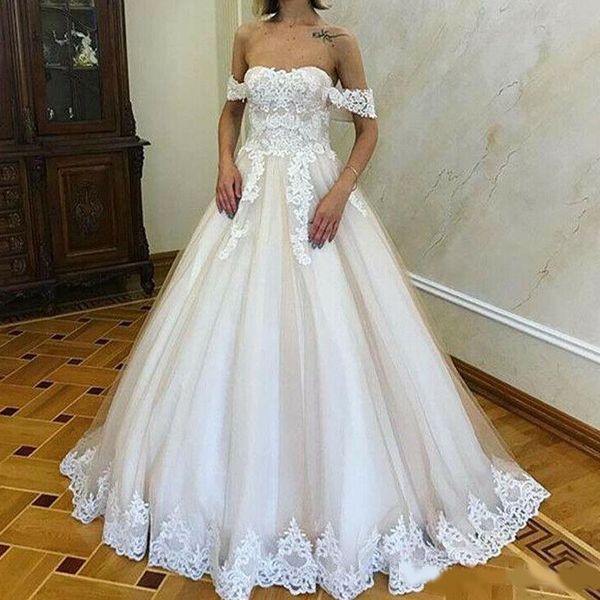 vestido de noiva bridal gowns 2020 new off the shoulder elegant a-line lace appliques tulle wedding dresses sweetheart, White
vestido de noiva bridal gowns 2020 new off the shoulder elegant a-line lace appliques tulle wedding dresses sweetheart, White