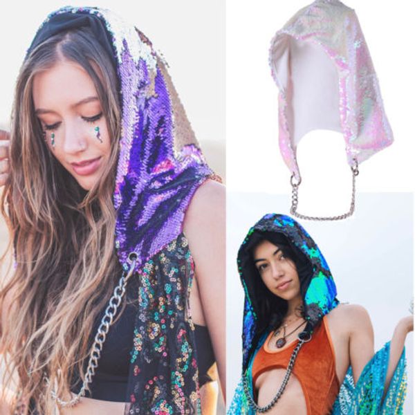 women reversible mermaid flip sequin rave festival spirit hood glitter oversized hat baggy beanie ski cap, Blue;gray
women reversible mermaid flip sequin rave festival spirit hood glitter oversized hat baggy beanie ski cap, Blue;gray