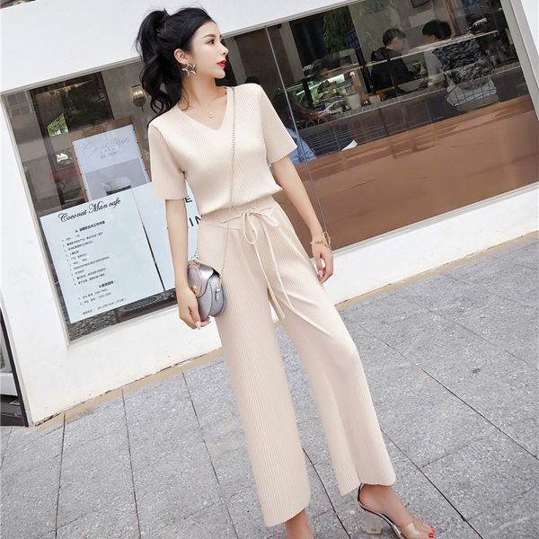 women dressises 2020 new korean-style v-neck short-sleeved shirt high waist bow lace-up wide-leg pants two-piece suit for women, Black;white
women dressises 2020 new korean-style v-neck short-sleeved shirt high waist bow lace-up wide-leg pants two-piece suit for women, Black;white