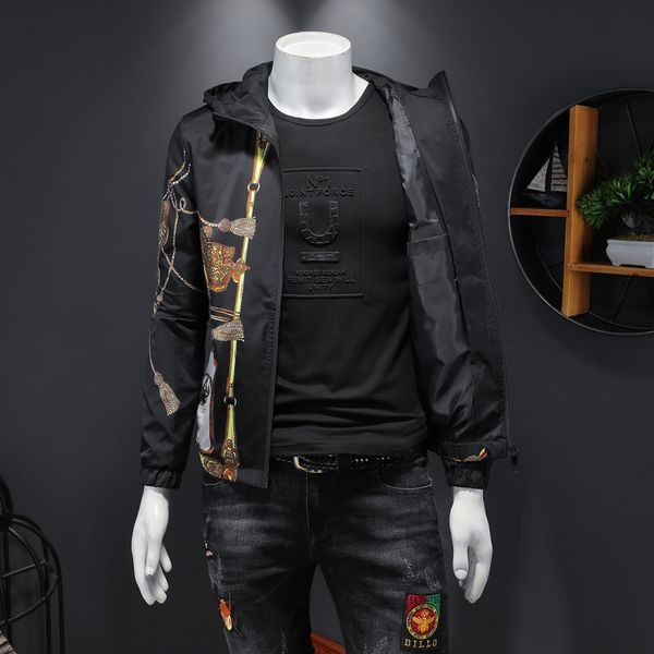 2020 spring suit jacket men's slim korean hooded jacket casual men's clothing european and american printing handsome baseball uni, Black;brown
2020 spring suit jacket men's slim korean hooded jacket casual men's clothing european and american printing handsome baseball uni, Black;brown