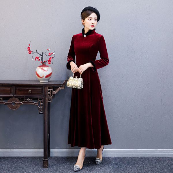 plus size 6xl women velour cheongsam long dress socialite style dresses ladies party evening ball gown dress, Red
plus size 6xl women velour cheongsam long dress socialite style dresses ladies party evening ball gown dress, Red