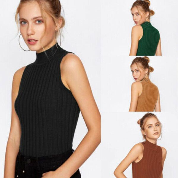 new fashion women summer sleeveless knit tank vest high neck female casual knitted summer vest, White
new fashion women summer sleeveless knit tank vest high neck female casual knitted summer vest, White