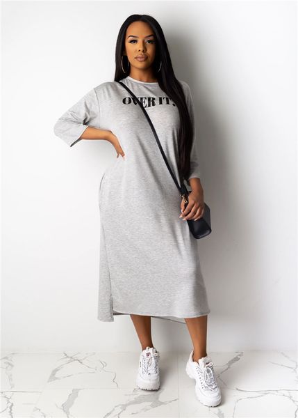 women solid dresses letter printed irregular dress candy color causal dress with split, Black;gray
women solid dresses letter printed irregular dress candy color causal dress with split, Black;gray