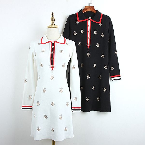 2020 new spring summer bee embroidery dress long sleeve thick embroidery loose large lapel medium long knitted a-line skirt dresses, Black;pink
2020 new spring summer bee embroidery dress long sleeve thick embroidery loose large lapel medium long knitted a-line skirt dresses, Black;pink
