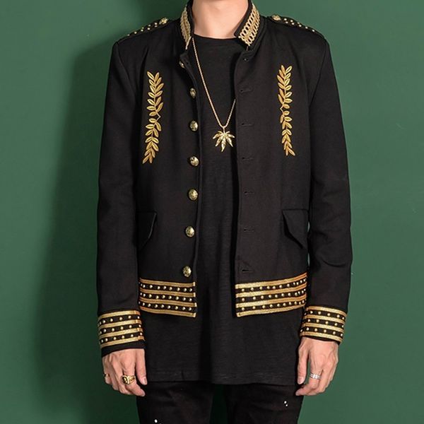 gold embroidery club party blazer men stage suit jacket men single breasted gold black luxury banquet jacket blazer masculino, White;black
gold embroidery club party blazer men stage suit jacket men single breasted gold black luxury banquet jacket blazer masculino, White;black