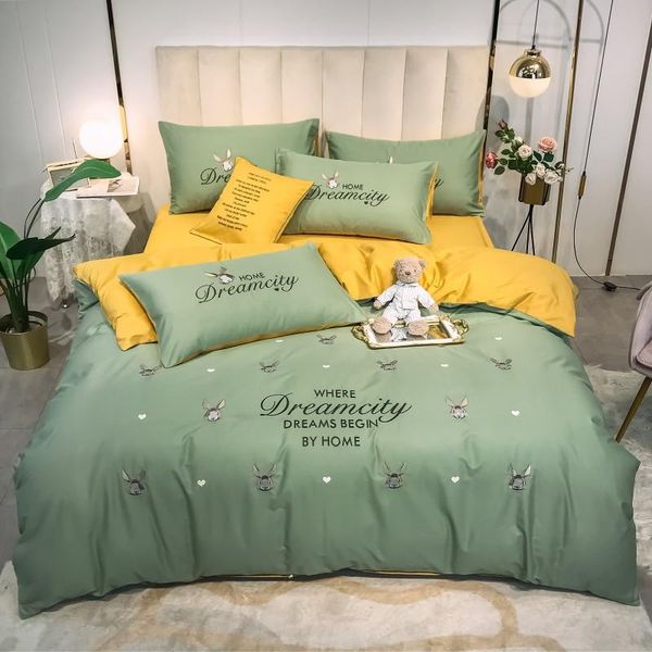 green bedding set cartoon embroidery duvet cover long-staple cotton pillowcases twin king size bed bed linen 4pcs
green bedding set cartoon embroidery duvet cover long-staple cotton pillowcases twin king size bed bed linen 4pcs
