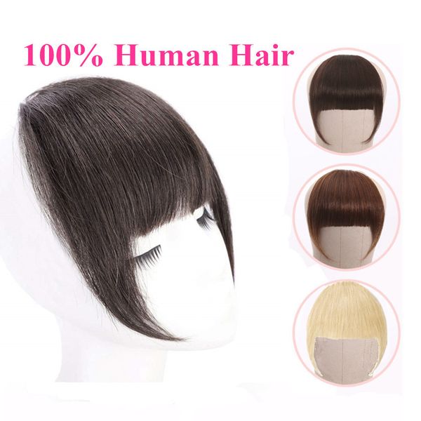 

brazilian human hair blunt bangs clip in human hair extension remy clip-in fringe bangs alipearl 613 blonde neat, Black;brown