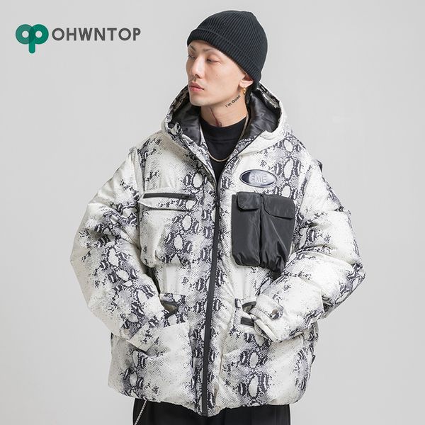 snakeskin print jacket parka multi zipper pockets hooded cotton padded parkas men winter thick warm outwear harajuku windbreaker, Black
snakeskin print jacket parka multi zipper pockets hooded cotton padded parkas men winter thick warm outwear harajuku windbreaker, Black