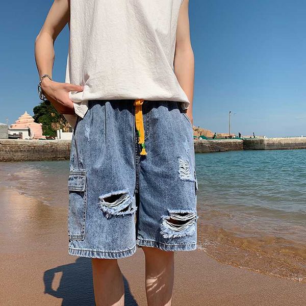 mens summer ripped jeans pantalon cargo hombre denim shorts mens bermuda masculina cargo pants for men streetwear with pockets, Blue
mens summer ripped jeans pantalon cargo hombre denim shorts mens bermuda masculina cargo pants for men streetwear with pockets, Blue