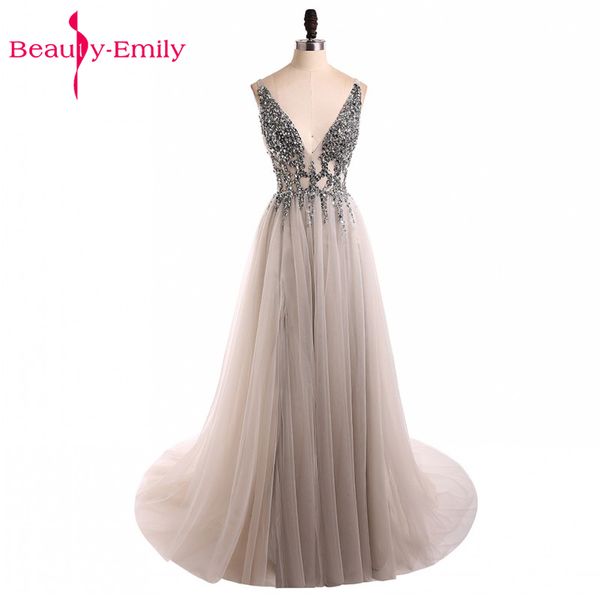 2019 evening dress v-neck beads open back a line long evening dresses party high split tulle prom gowns vestido de festa, White;black
2019 evening dress v-neck beads open back a line long evening dresses party high split tulle prom gowns vestido de festa, White;black