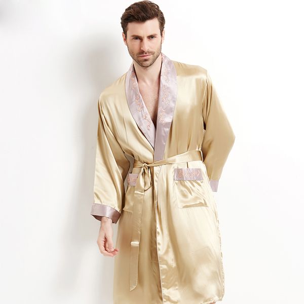 genuine silk sleeping robes male long-sleeve bathrobe shorts two-piece sets kimono silkworm silk men's sleepwear 2508, Black;brown
genuine silk sleeping robes male long-sleeve bathrobe shorts two-piece sets kimono silkworm silk men's sleepwear 2508, Black;brown