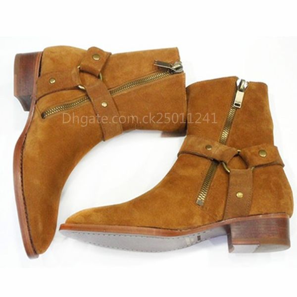Fashion designer brand Suede Leather Chains Harness Men Boots Stacked Heel Anke Boots Side Zip Men Fashion Chelse Boots Men Shoes ck01
Fashion designer brand Suede Leather Chains Harness Men Boots Stacked Heel Anke Boots Side Zip Men Fashion Chelse Boots Men Shoes ck01