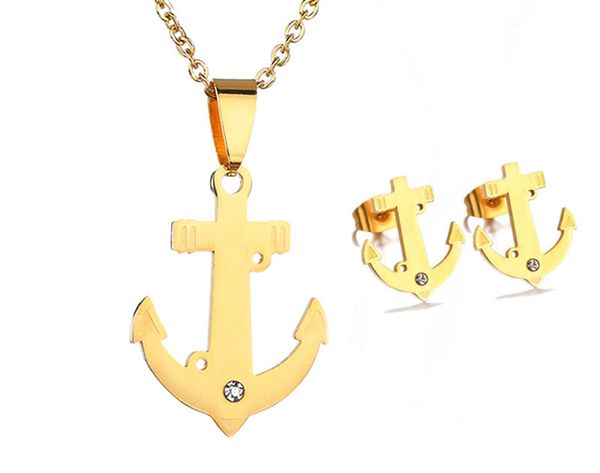 wholesale luxury boat anchor stainless steel fashion jewelry set earring studs necklace pendant set lover party gifts for women, Silver
wholesale luxury boat anchor stainless steel fashion jewelry set earring studs necklace pendant set lover party gifts for women, Silver