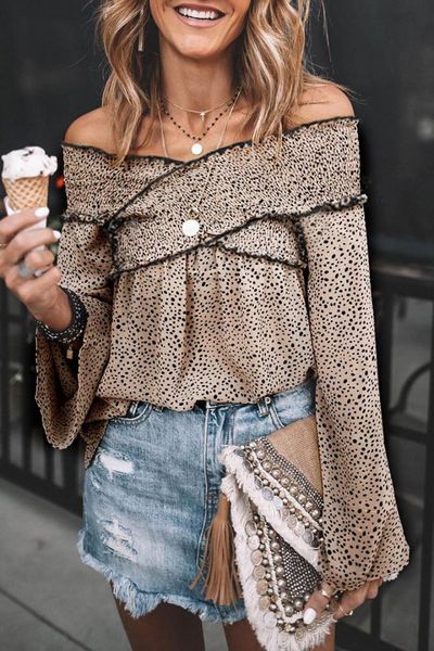 boho off shoulder shirt flare sleeve leopard blouse women streetwear cross elastic loose loose club shirts blusas femme, White
boho off shoulder shirt flare sleeve leopard blouse women streetwear cross elastic loose loose club shirts blusas femme, White