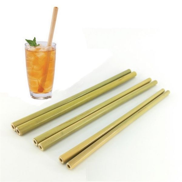

bamboo straw 23cm reusable drinking straw eco-friendly beverages straws cleaner brush bar drinking straws tools party supplies 4935