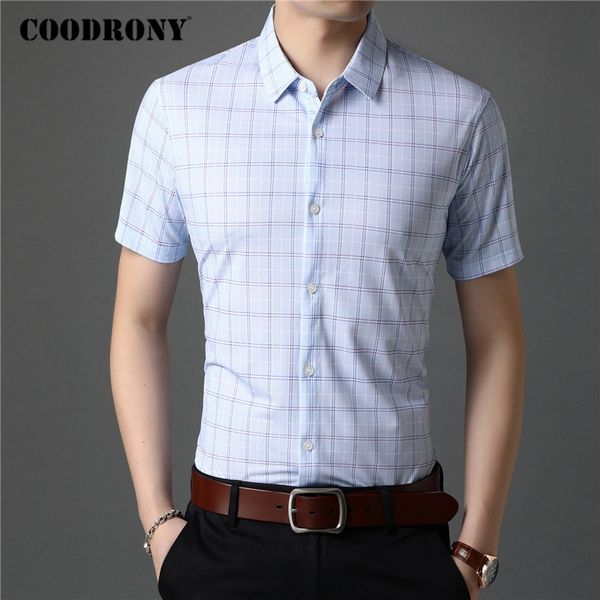 coodrony men shirt spring summer short sleeve business casual shirts fashion classic plaid camisa masculina mens clothing c6011s, White;black
coodrony men shirt spring summer short sleeve business casual shirts fashion classic plaid camisa masculina mens clothing c6011s, White;black