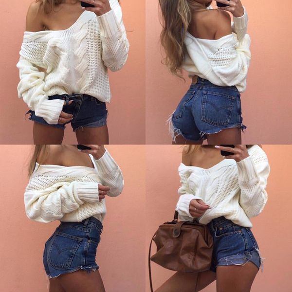 ladies fashion popular comdortable off shoulder knitte sweater twist hollow casual v-neck womens jumper solid cotton, White;black
ladies fashion popular comdortable off shoulder knitte sweater twist hollow casual v-neck womens jumper solid cotton, White;black