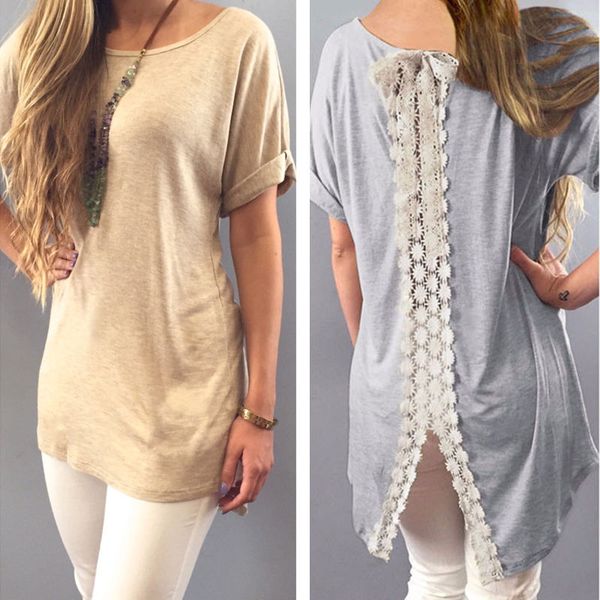 women summer short sleeve tshirts ladies lace up floral loose t shirt casual tee top, White
women summer short sleeve tshirts ladies lace up floral loose t shirt casual tee top, White