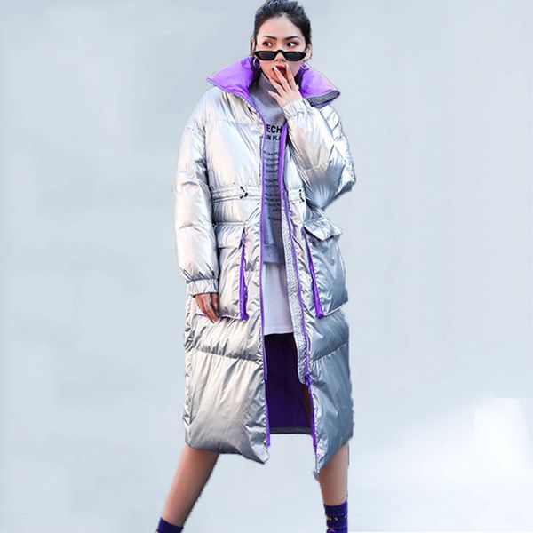 silver shiny down jacket women long 2019 winter new european fashion standing collar waist slim loose glossy parka jacket 481, Black
silver shiny down jacket women long 2019 winter new european fashion standing collar waist slim loose glossy parka jacket 481, Black