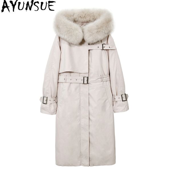 ayunsue 2019 new white duck down jacket women hooded down coat winter fur collar korean long parka womens jacekts j3684, Black
ayunsue 2019 new white duck down jacket women hooded down coat winter fur collar korean long parka womens jacekts j3684, Black