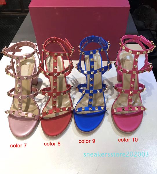 women leather stud sandals t-strap sandal summer high heels rivets shoes ladies party shoes 6.5cm 9.5cm 15color with box s03, Black
women leather stud sandals t-strap sandal summer high heels rivets shoes ladies party shoes 6.5cm 9.5cm 15color with box s03, Black