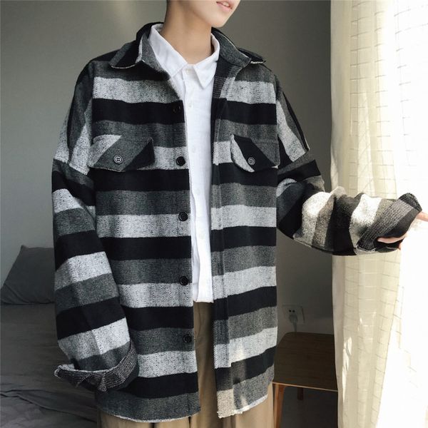 spring striped shirt men's fashion contrast color casual shirt jacket men streetwear wild loose long sleeve shirts coat mens, White;black
spring striped shirt men's fashion contrast color casual shirt jacket men streetwear wild loose long sleeve shirts coat mens, White;black