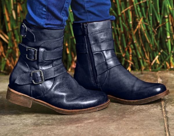 women ankle boots autumn winter pu leather buckle strap punk ladies shoes low heels platform western booties retro boots, Black
women ankle boots autumn winter pu leather buckle strap punk ladies shoes low heels platform western booties retro boots, Black