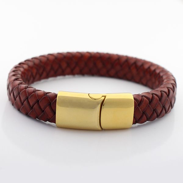 men wristband 12mm simple wide genuine braided leather bracelet never fade 316l stainless steel gold magnet clasp, Golden;silver
men wristband 12mm simple wide genuine braided leather bracelet never fade 316l stainless steel gold magnet clasp, Golden;silver