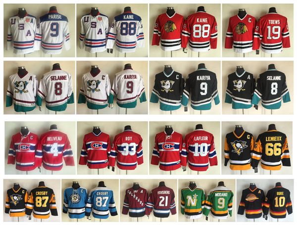 vintage kids hockey jersey ducks 8 teemu selanne 9 paul kariya usa 88 patrick kane kids 9 zach parise 19 jonathan toews pavel youth ccm, Black;red
vintage kids hockey jersey ducks 8 teemu selanne 9 paul kariya usa 88 patrick kane kids 9 zach parise 19 jonathan toews pavel youth ccm, Black;red