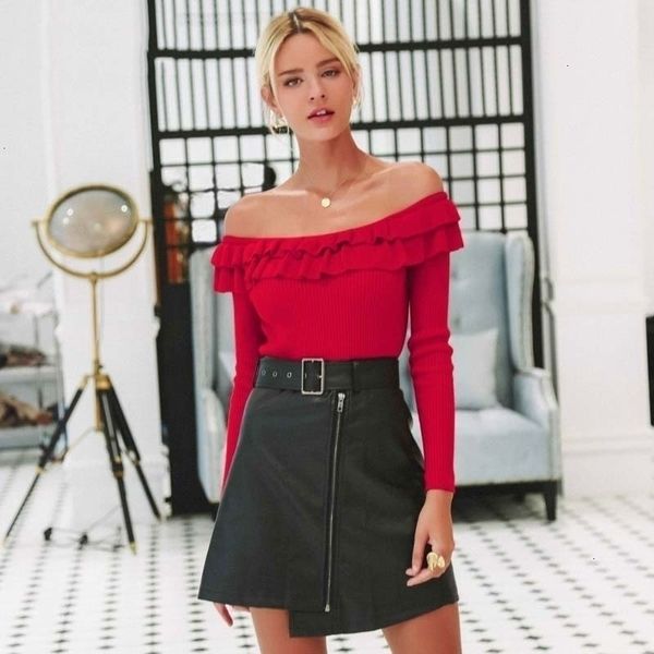 женщины свитера дизайнер свитер женщин сексуальный с плеча elegant ruffles длинные рукава осень зима пуловер толстые женщины перемычка stree, White;black 
женщины свитера дизайнер свитер женщин сексуальный с плеча elegant ruffles длинные рукава осень зима пуловер толстые женщины перемычка stree, White;black