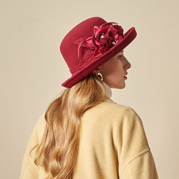 womens winter vintage faux felt trimmed bucket cap flower feather imitation pearl bowknot elegant wedding trend hat, Blue;gray
womens winter vintage faux felt trimmed bucket cap flower feather imitation pearl bowknot elegant wedding trend hat, Blue;gray