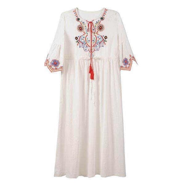 lugentolo dress women summer embroidered printed tether loose beach v-neck three quarter sleeve mid-calf empire dress, Black;gray
lugentolo dress women summer embroidered printed tether loose beach v-neck three quarter sleeve mid-calf empire dress, Black;gray