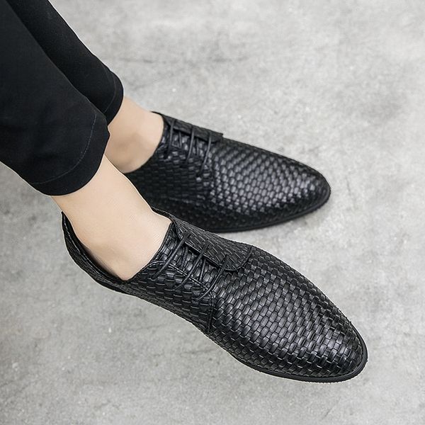 business men formal shoes wedding pointed toe hairstylist shoes fashion business leather woven flats oxford for men, Black
business men formal shoes wedding pointed toe hairstylist shoes fashion business leather woven flats oxford for men, Black