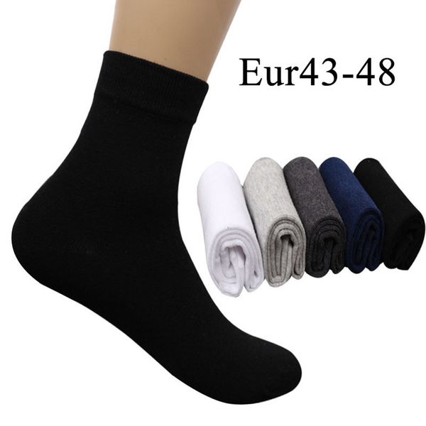 

10pcs=5 pairs men's cotton dress socks plus large big size 44, 45, 46, 47, 48, business socks calcetines classic sox meias sock, Black