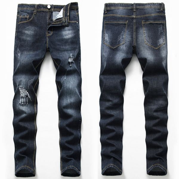 men's fashion denim hole trouser distressed jeans long pencil pants streetwear zipper skinny fashion casual men's jeans, Blue
men's fashion denim hole trouser distressed jeans long pencil pants streetwear zipper skinny fashion casual men's jeans, Blue