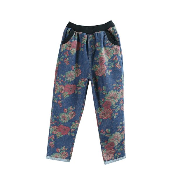 womens jeans full length harem pants loose cotton elastic waist mid waist pattern flower pockets washed spliced autumn, Blue
womens jeans full length harem pants loose cotton elastic waist mid waist pattern flower pockets washed spliced autumn, Blue