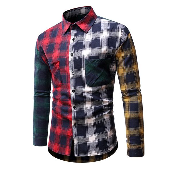 new mens plaid patchwork casual shirts spring autumn long sleeve shirt single breasted shirts 4 colors, White;black
new mens plaid patchwork casual shirts spring autumn long sleeve shirt single breasted shirts 4 colors, White;black