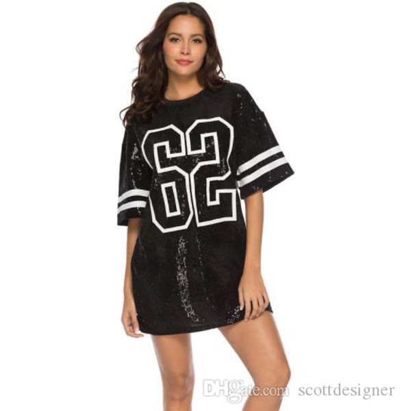 sequins number print female neck sleeve casual crew fashion summer short designer loose women clothing hop tshirts dresses style hip ap wlog, Black
sequins number print female neck sleeve casual crew fashion summer short designer loose women clothing hop tshirts dresses style hip ap wlog, Black
