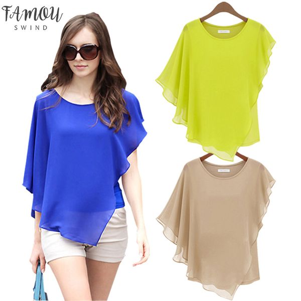 women blouses summer regular womens short sleeved flounced chiffon blouse bat shirt blusas feminino plus size women clothes, White
women blouses summer regular womens short sleeved flounced chiffon blouse bat shirt blusas feminino plus size women clothes, White