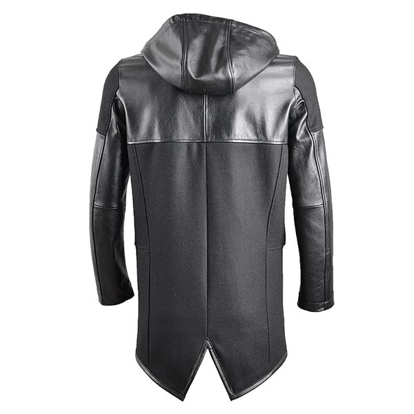 2020 hooded patchwork genuine long coat smart causla woolen cow windbreaker men real leather jacket male fashion style, Black
2020 hooded patchwork genuine long coat smart causla woolen cow windbreaker men real leather jacket male fashion style, Black