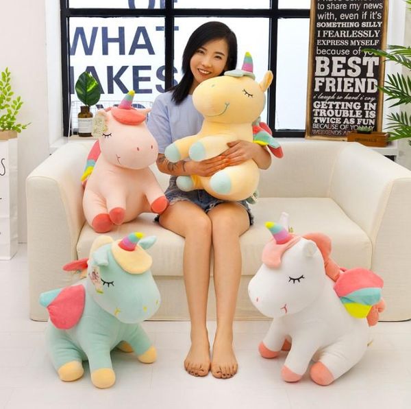 

cartoon lying unicorn plush toy soft doll cute 40cm angel stuffed animal unicorn cuddle appease sleeping horse pillow gift 25cm