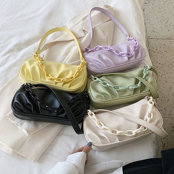 2020 new summer solid color soft pu leather small armpit bags for women candy color chain shoulder handbags travel hand bag
2020 new summer solid color soft pu leather small armpit bags for women candy color chain shoulder handbags travel hand bag