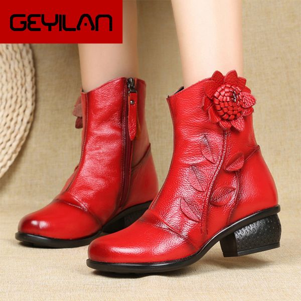 women ankle boots flower women's boots woman genuine leather ladies fashion zip autumn winter comfort female shoes woman, Black
women ankle boots flower women's boots woman genuine leather ladies fashion zip autumn winter comfort female shoes woman, Black